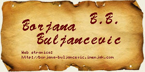 Borjana Buljančević vizit kartica